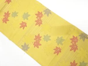 横段に楓模様織り出し　袋帯